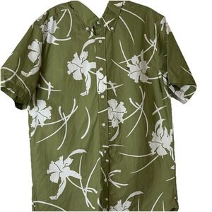 Tommy Hilfiger Green Button Down Floral Casual‎ Men's Shirt Sz M  NWT Hawaiian